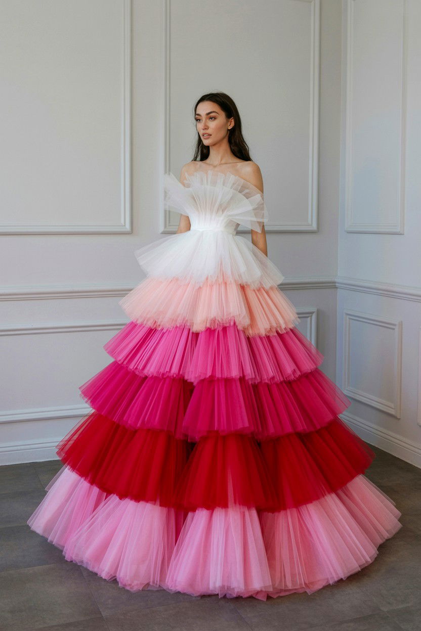 Tiered tulle wedding dress - 25 Valentine's Day Wedding Dress Ideas