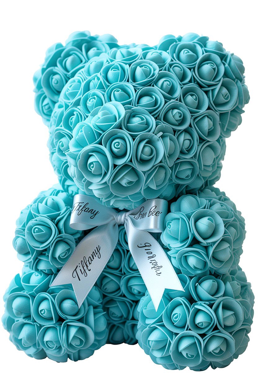 Tiffany Blue Rose Bear - 25 Valentine's Day Rose Bear Ideas