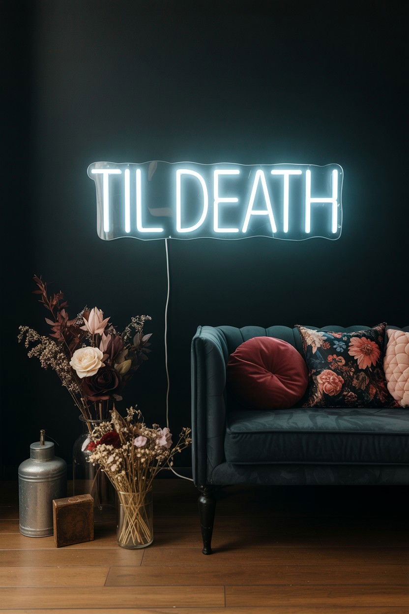Til Death Neon Sign - 25 Valentine's Day LED Sign Ideas