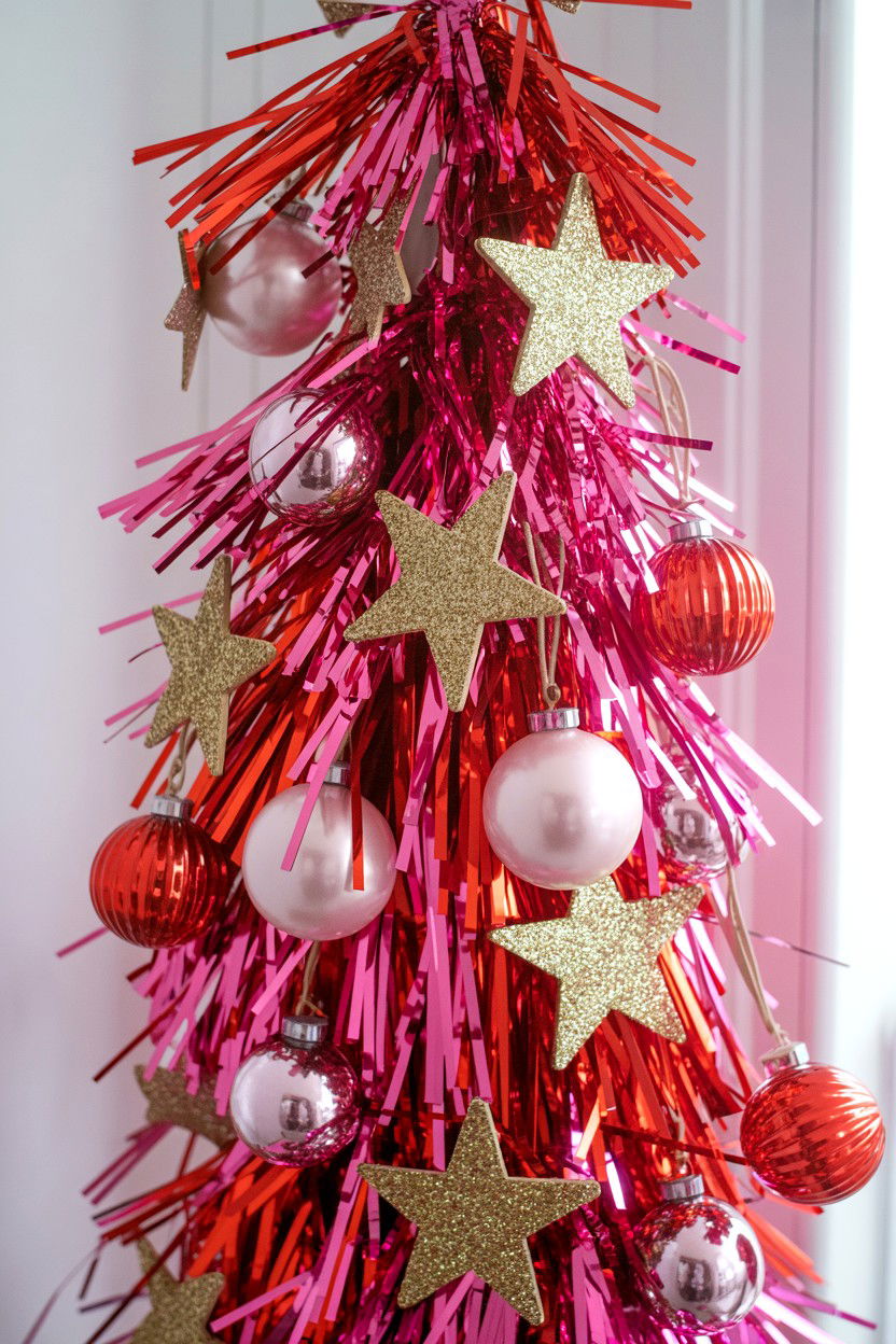 Tinsel Valentine Tree - 25 Valentine's Day Tree Decorating Ideas