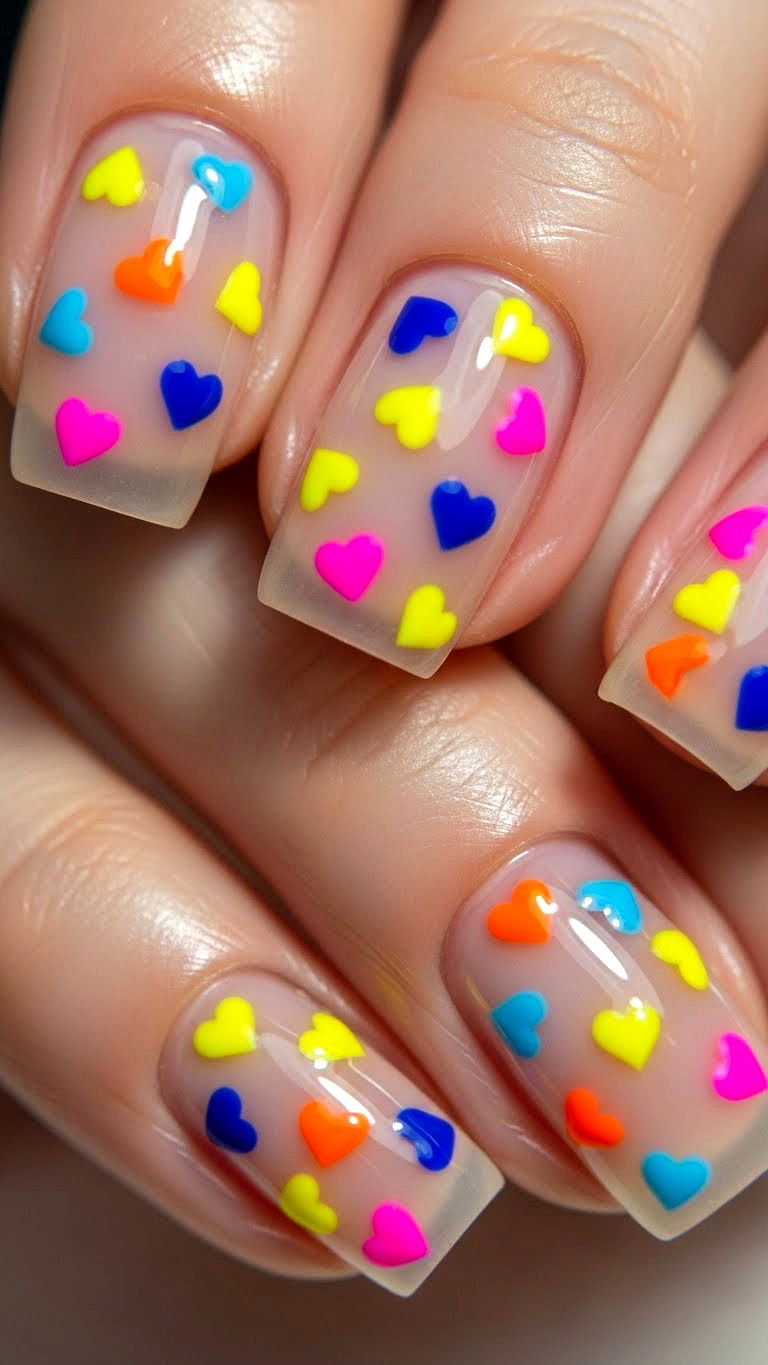 Tiny Heart Nails - 25 valentine's day nails