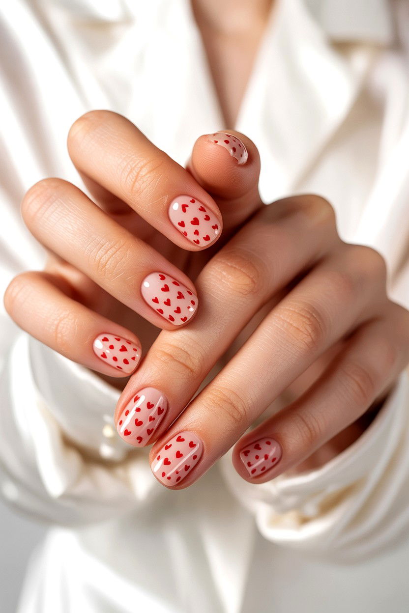 Tiny Heart Pattern - 25 Easy Valentine's Day Nail Designs
