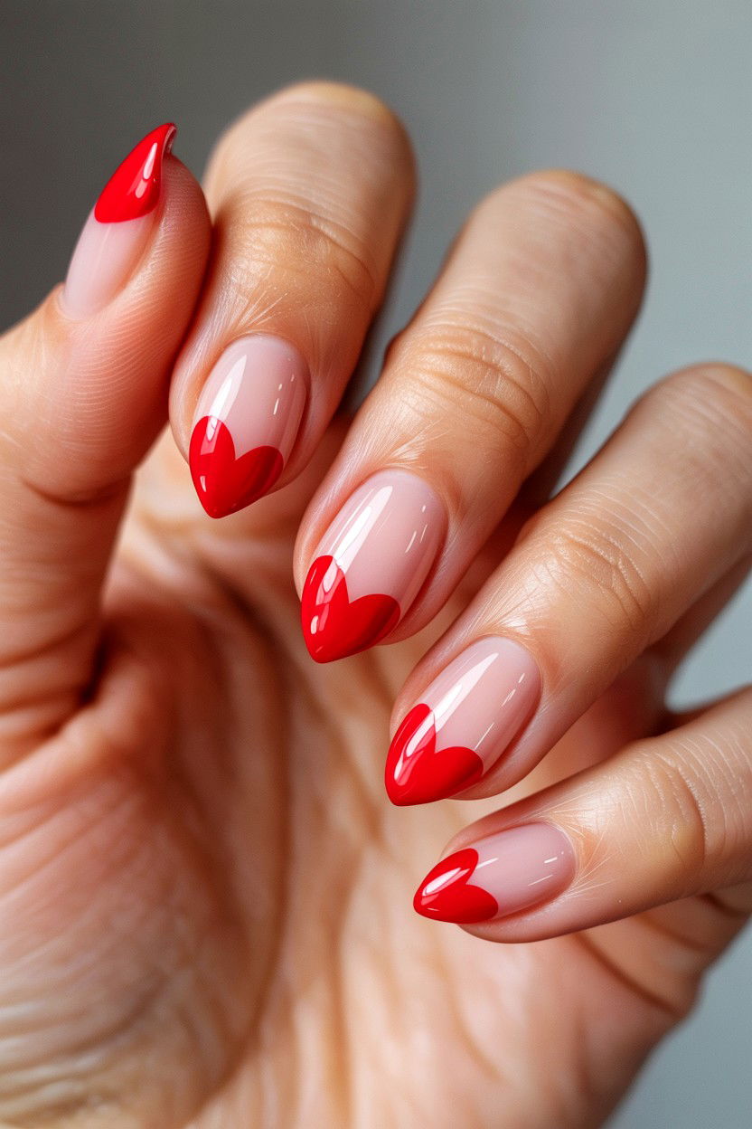 Tiny Red Heart Nails - 25 Minimalist Valentine's Day Nails
