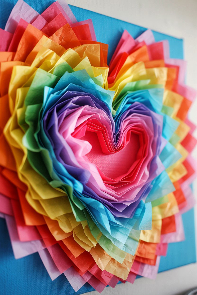 Tissue Paper Canvas Art - 25 Valentine's Day Tissue Paper Ideas