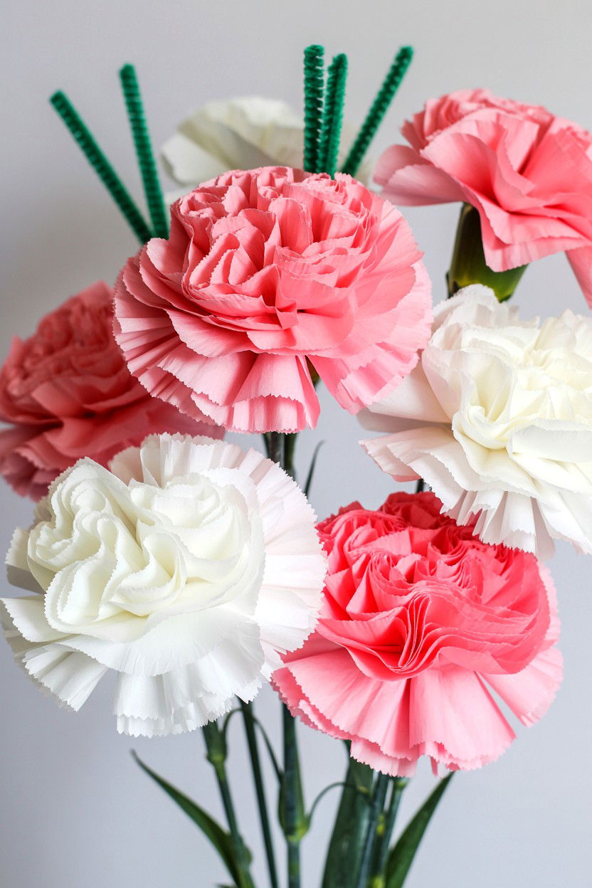 Tissue Paper Carnation - 25 Valentine's Day Paper Flower Ideas
