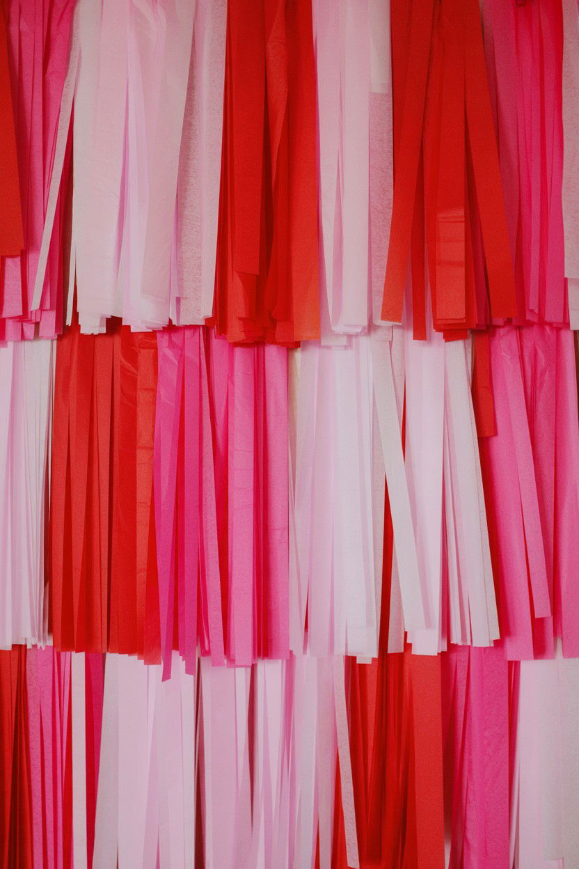 Tissue Paper Fringe Backdrop - 25 Valentine's Day Tissue Paper Ideas