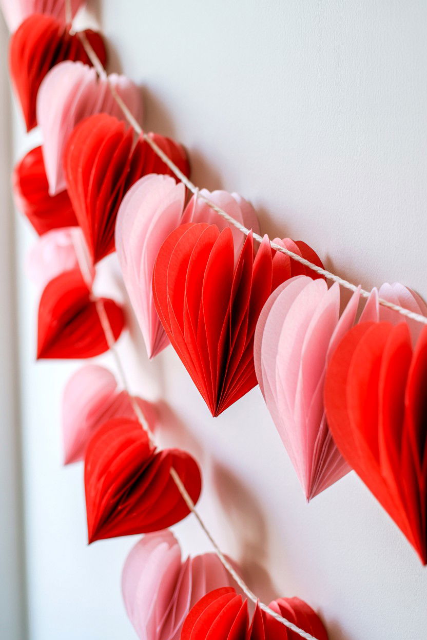Tissue Paper Heart Garland - 25 Valentine's Day Tissue Paper Ideas