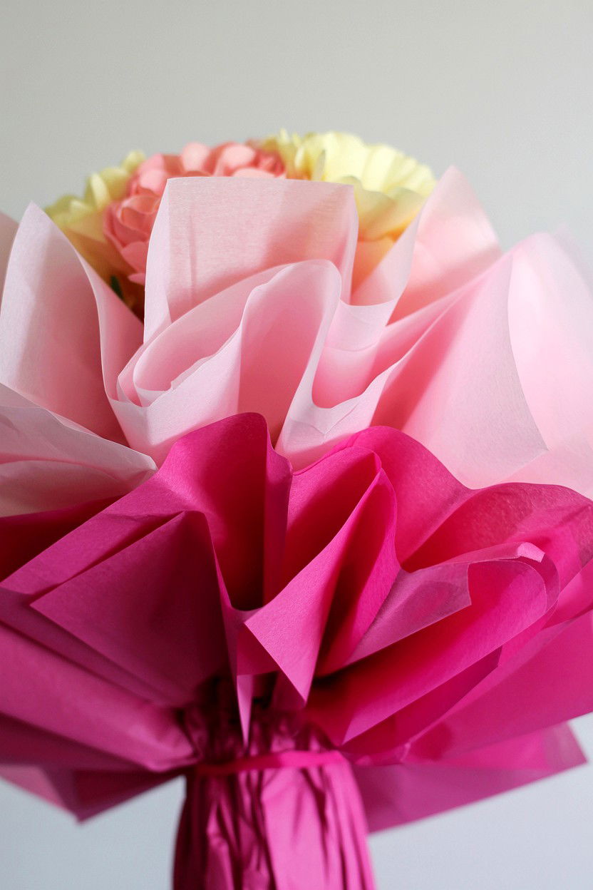 Tissue Paper Layering For Flowers - 25 Valentine's Day Flower Wrapping Ideas