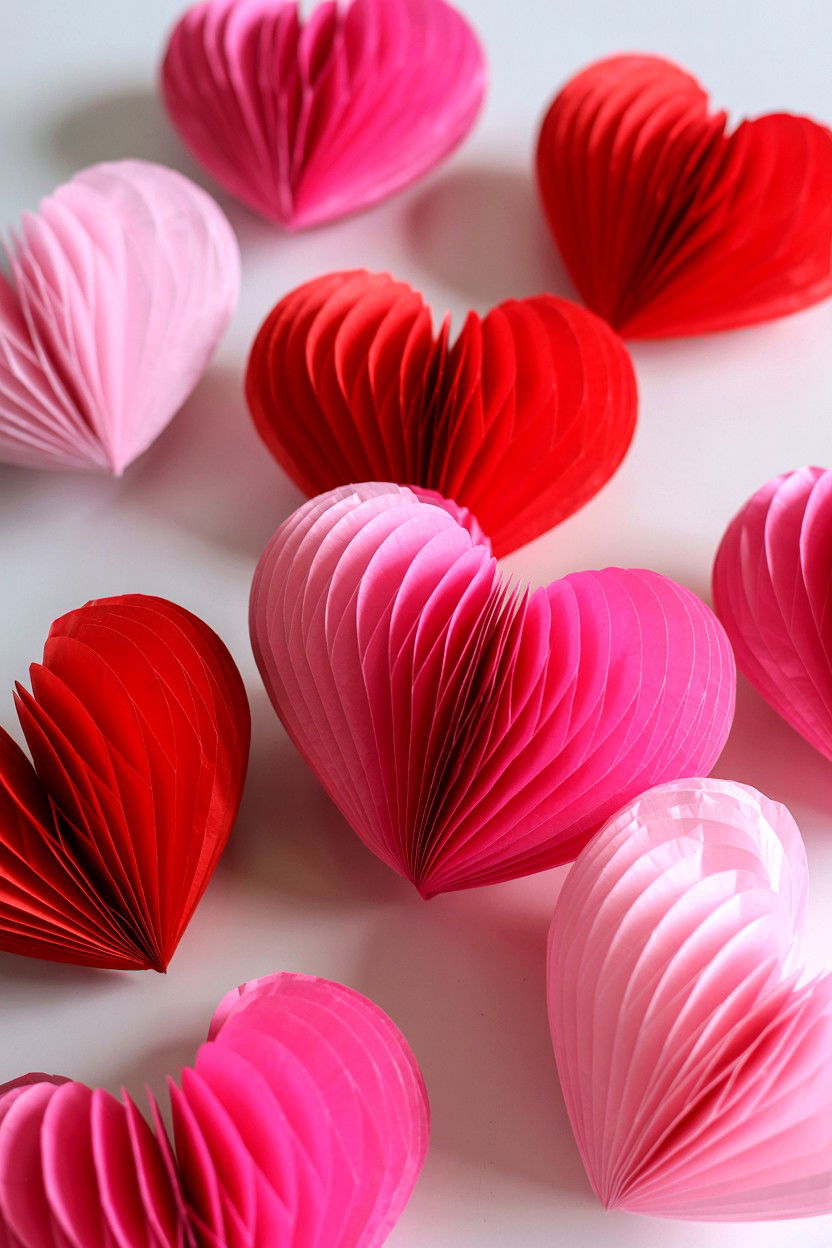 Tissue Paper Puffy Hearts - 25 Valentine's Day Tissue Paper Ideas