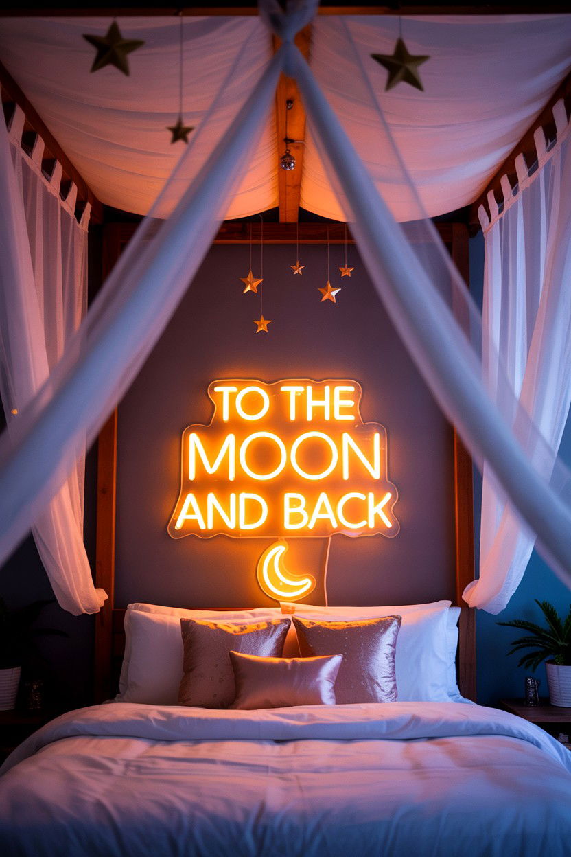 To The Moon And Back Neon Sign - 25 Valentine's Day Neon Sign Ideas