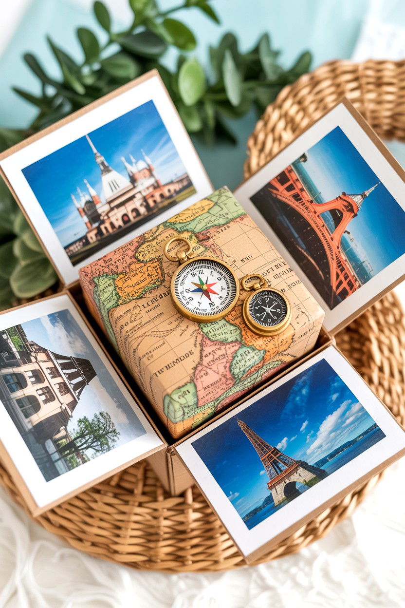Travel Theme Explosion Box - 25 Valentine's Day Explosion Box Ideas