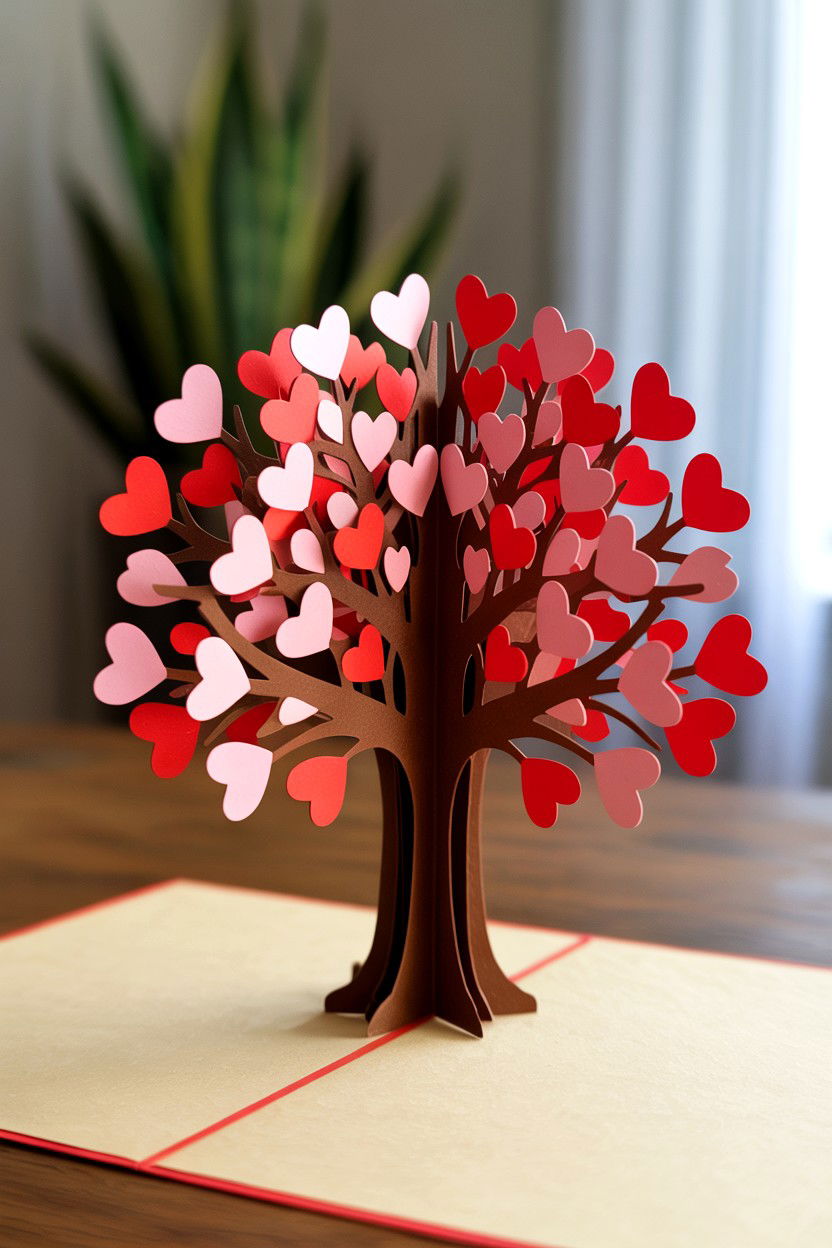 Tree With Heart Leaves - 25 Pop Up Valentine's Day Card Ideas