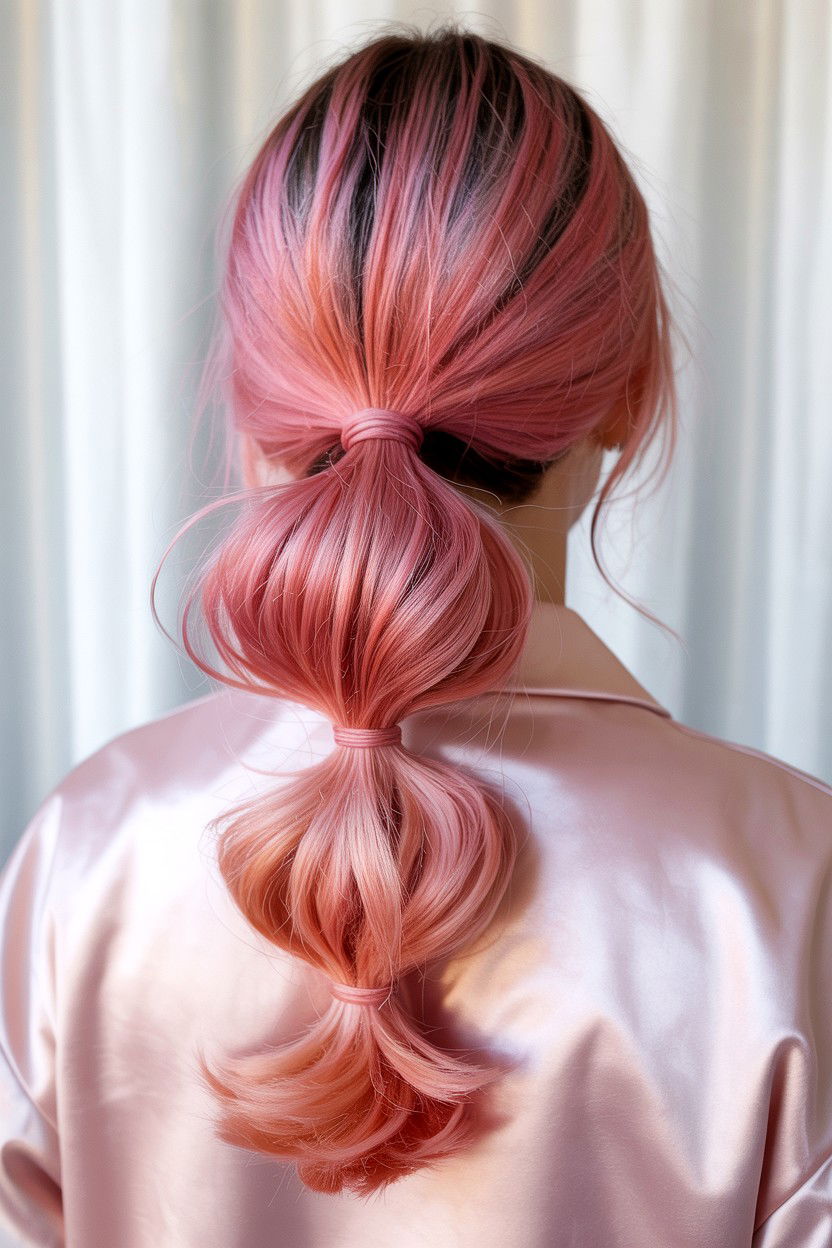 Triple Bubble Ponytail Gradient Pink - 25 Valentine's Day Bubble Ponytail Ideas