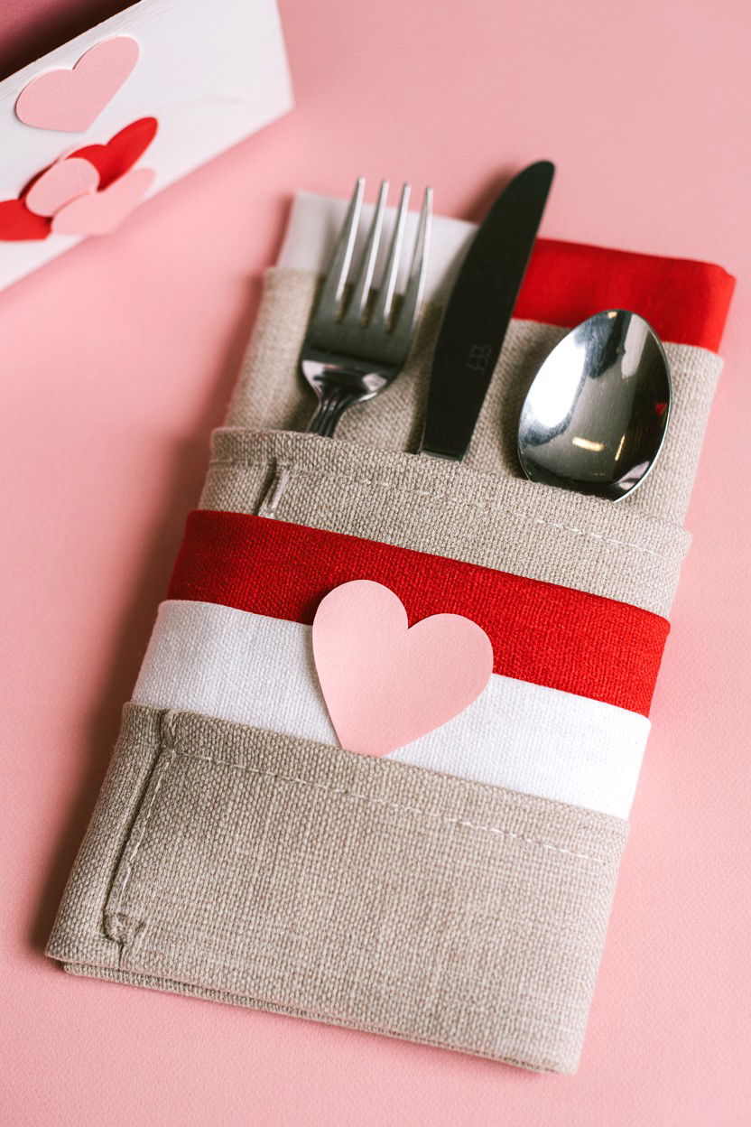 Triple Pocket Napkin - 25 Valentine's Day Napkin Folding Ideas