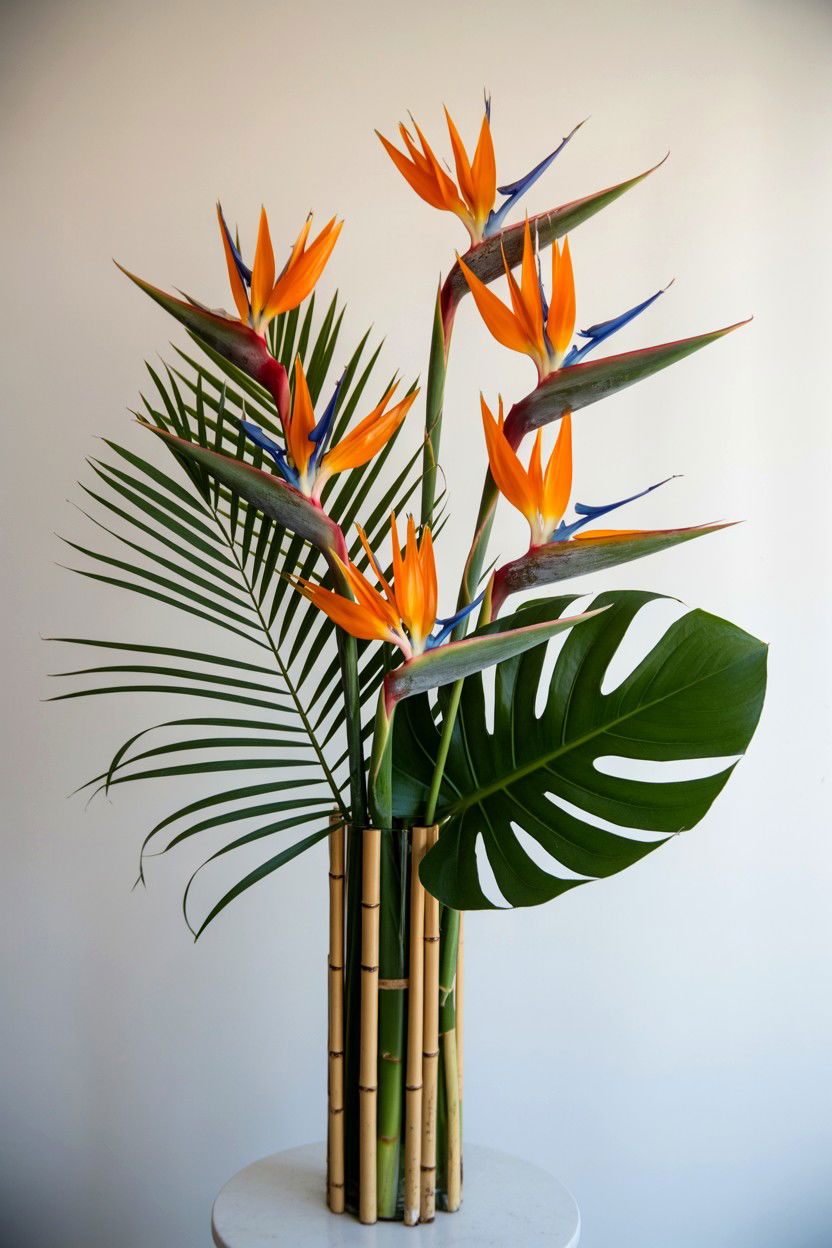 Tropical Bird Of Paradise Mixed Arrangement - 25 Valentine's Day Mixed Bouquet Ideas