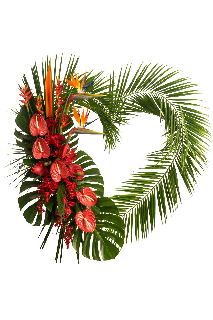 Tropical Flower Heart Arrangement - 25 Valentine's Day Flower Heart Ideas