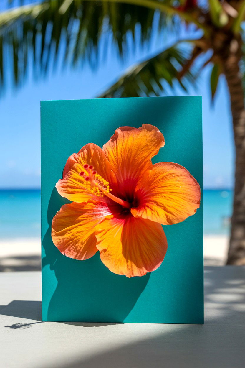 Tropical Hibiscus Card - 25 Floral Valentine's Day Card Ideas