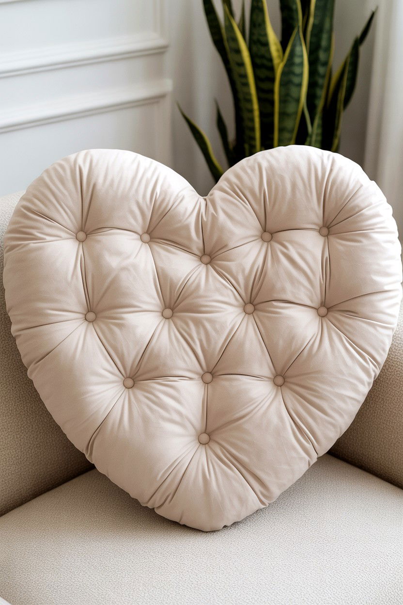 Tufted Heart Pillow - 25 Valentine's Day Pillow Ideas