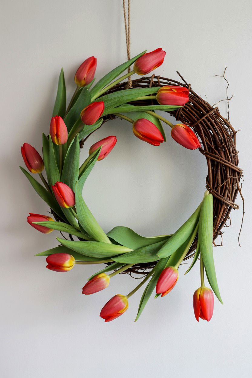 25 Fresh Tulip Valentine's Day Wreath Ideas for Doors