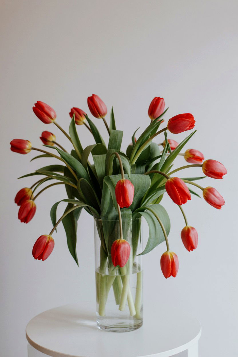 Tulips In Glass Vase - 25 Valentine's Day Flower Display Ideas