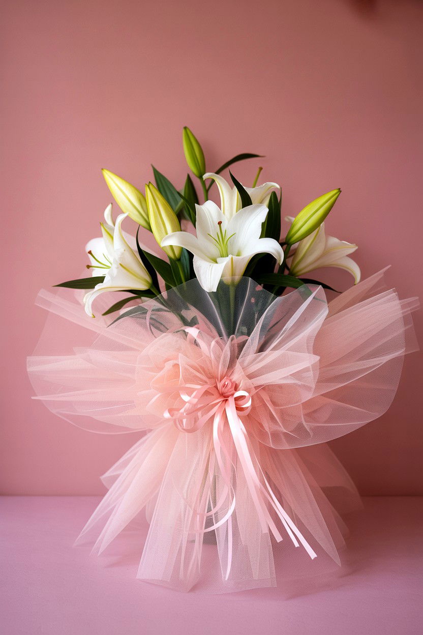 Tulle Flower Packaging - 25 Valentine's Day Flower Wrapping Ideas