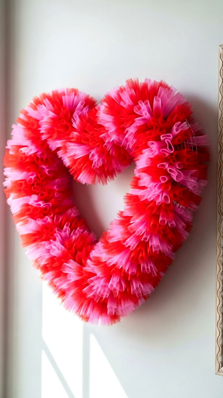 Tulle Heart Wreath - 25 valentine's day wreath ideas