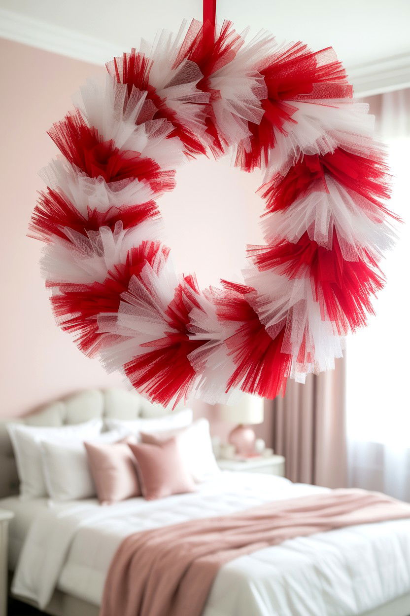 Tulle and Deco Mesh Wreath - 25 Deco Mesh Valentine's Day Wreath Ideas
