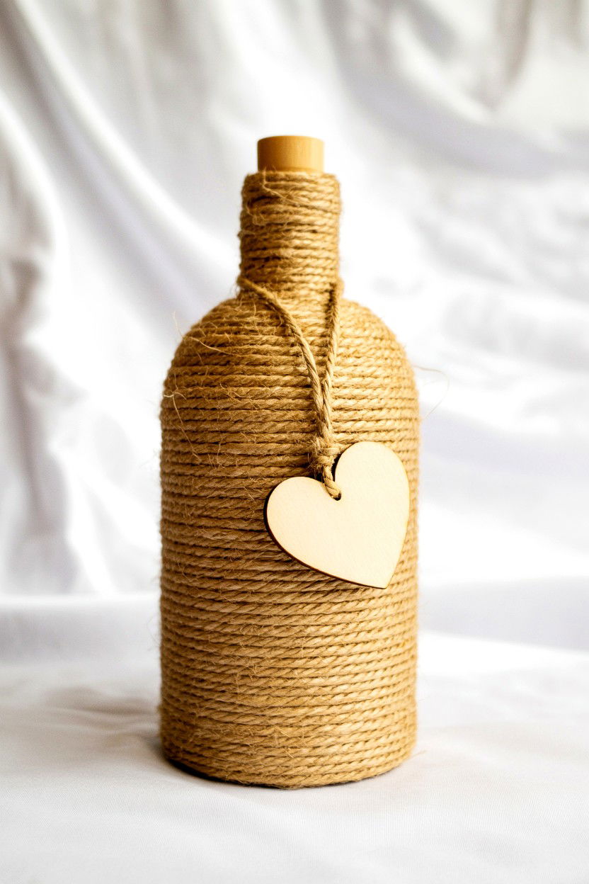 Twine Wrapped Bottle - 25 Rustic Valentine's Day Decorations