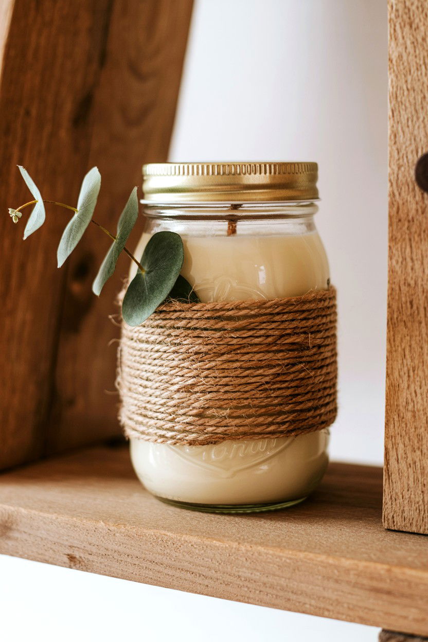 Twine Wrapped Jar - 25 Valentine's Day Jar Candle Ideas