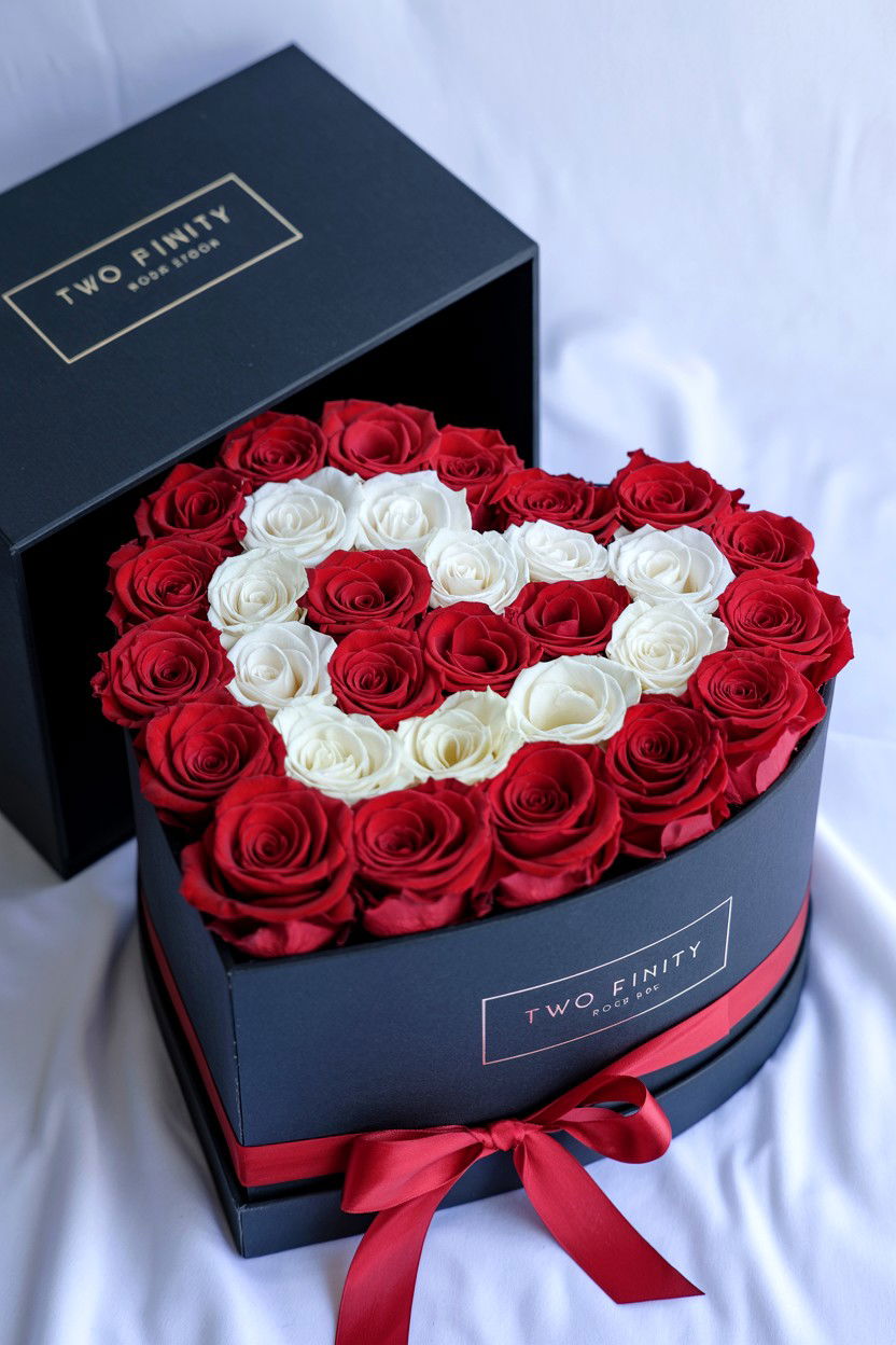 Two Tone Infinity Rose Box - 25 Valentine's Day Infinity Rose Ideas