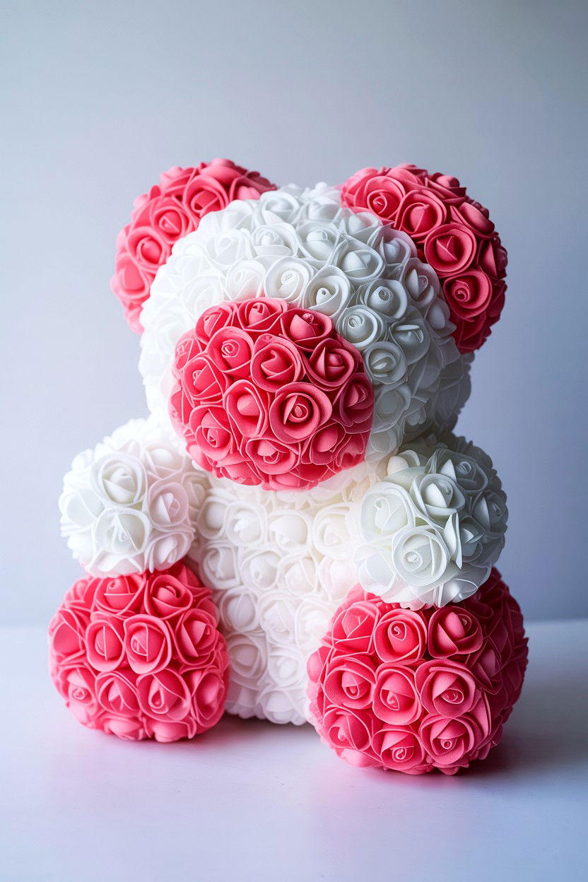 Two Tone Rose Bear - 25 Valentine's Day Rose Bear Ideas