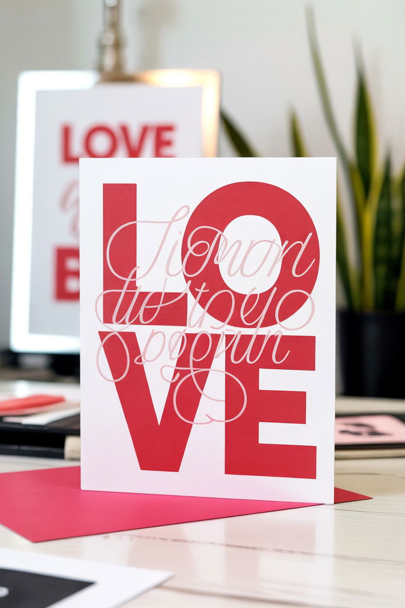 Typographic Script Card - 25 Calligraphy Valentine's Day Card Ideas