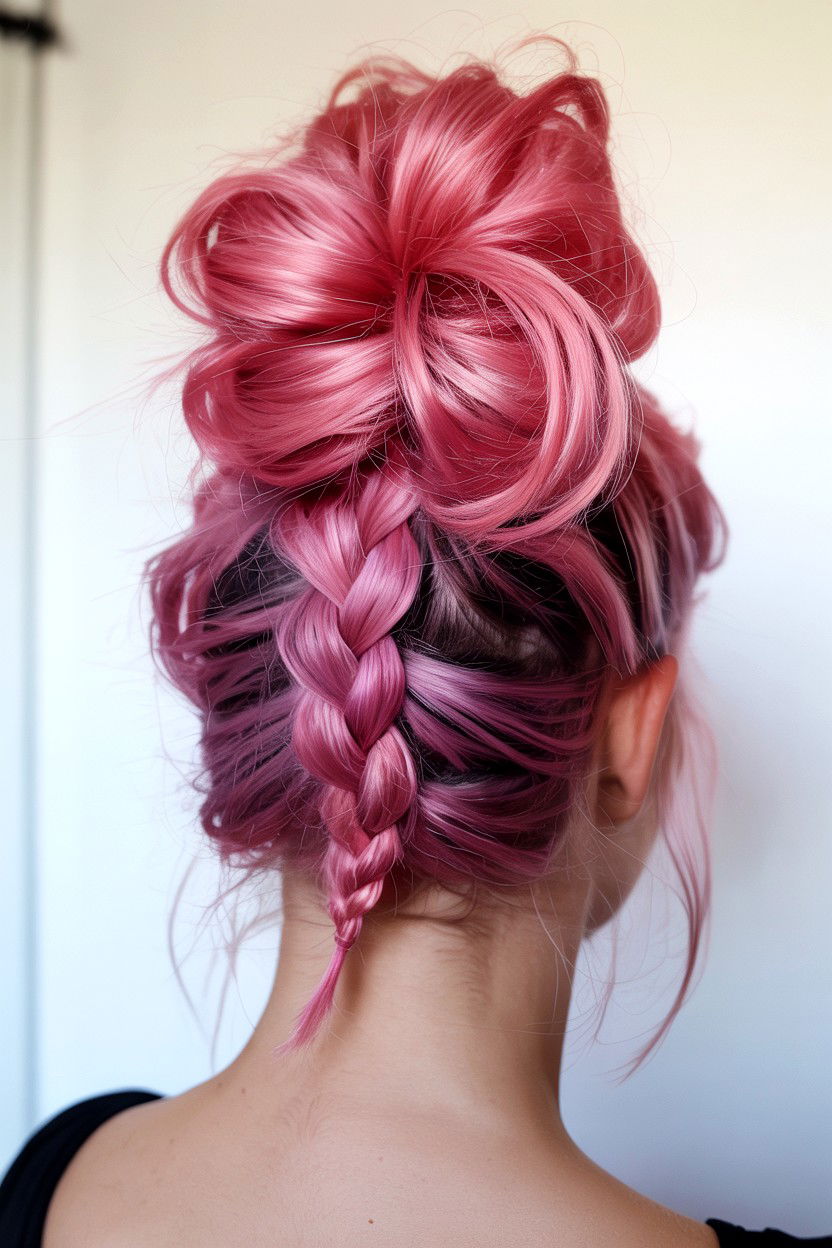 Upside Down Braid Into Bun - 25 Valentine's Day Braided Hairstyles