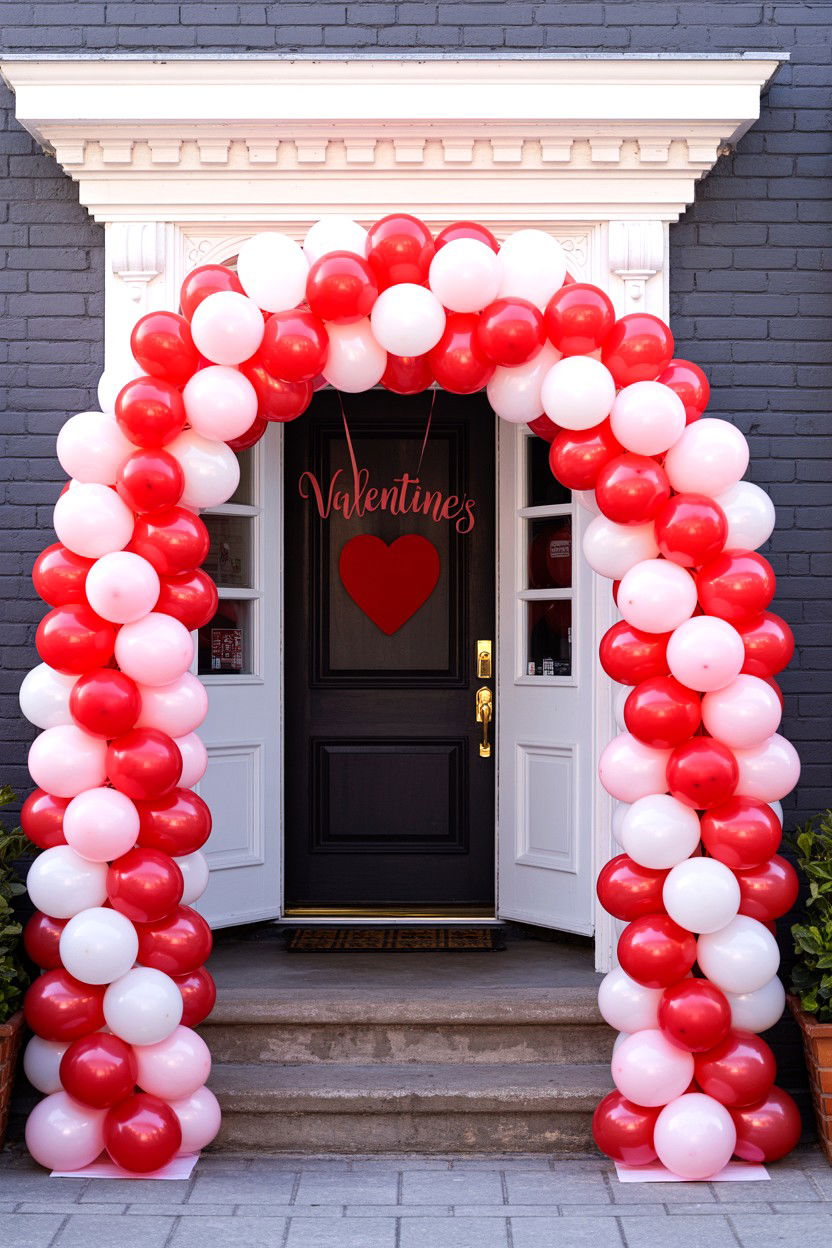 Valentine Balloon Arch - 25 Valentine's Day Entry Way Decor Ideas