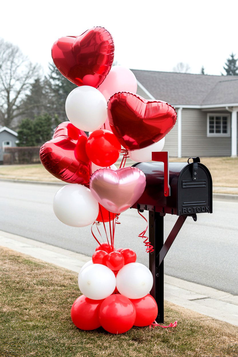 Valentine Balloon Mailbox Decor - 25 Valentine's Day Mailbox Decorating Ideas