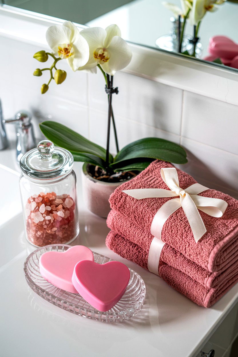 Valentine Bathroom Counter - 25 Valentine's Day Vignette Ideas
