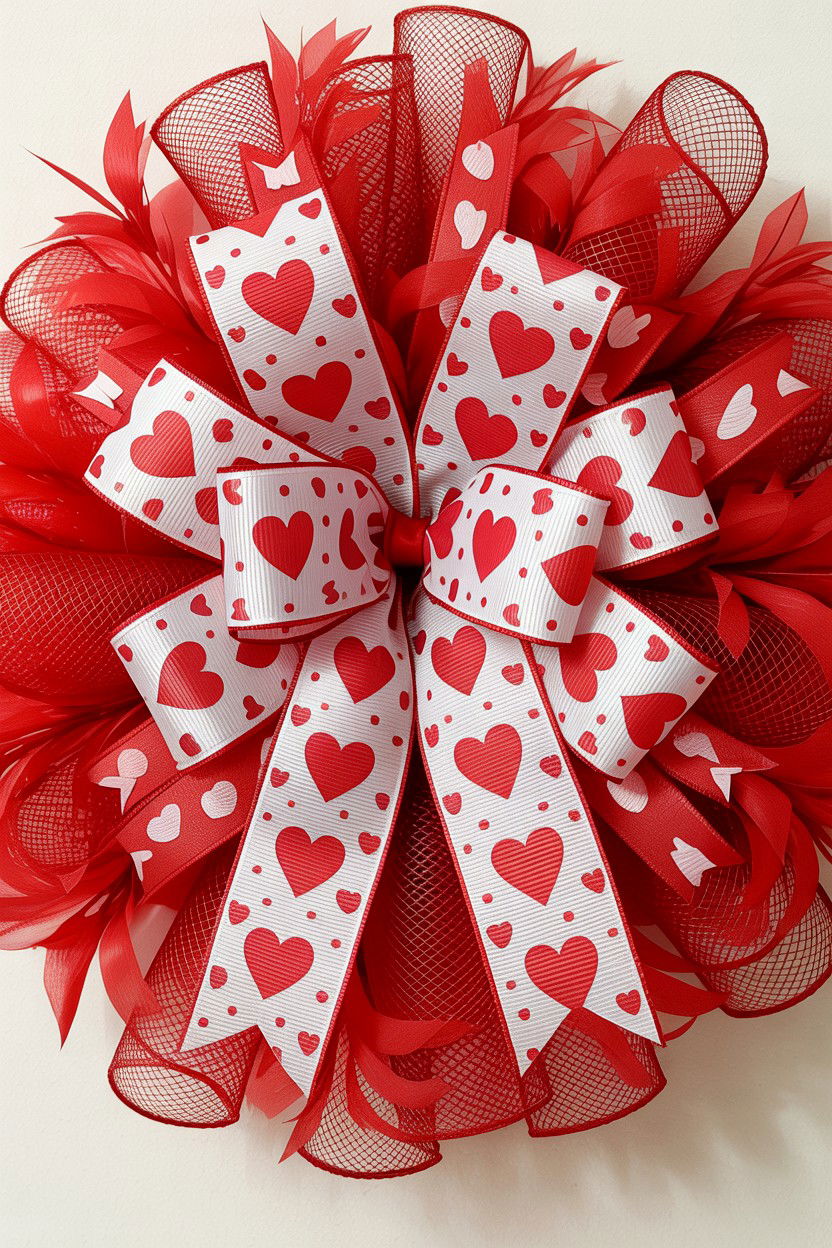 Valentine Bow Mesh Wreath - 25 Mesh Valentine's Day Wreath Ideas