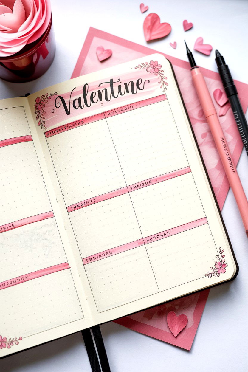 Valentine Bullet Journal Layout - 25 Valentine's Day Planner Ideas