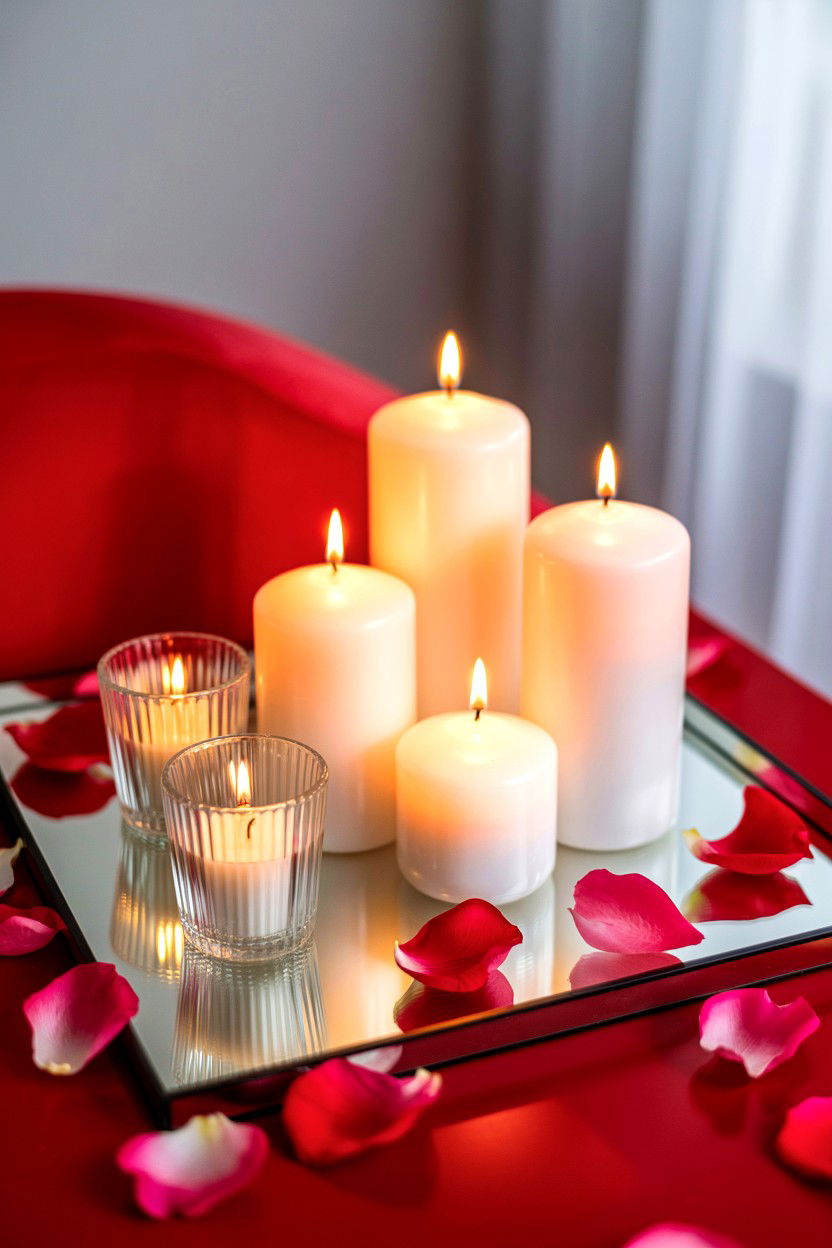 Valentine Candle Display - 25 Valentine's Day Vignette Ideas