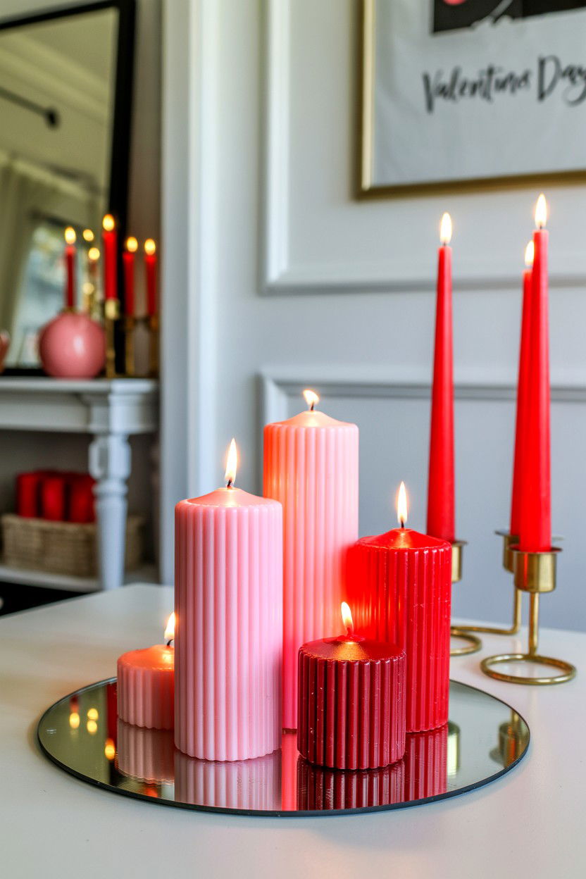 Valentine Candle Display - 25 Valentine's Day Entry Way Decor Ideas
