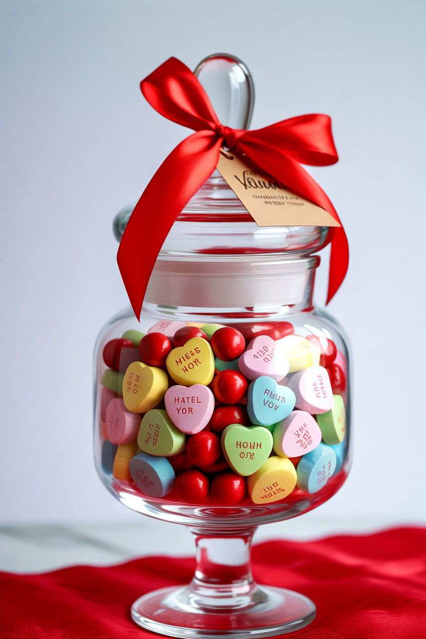 Valentine Candy Jar - 25 Valentine's Day Desk Surprise Ideas