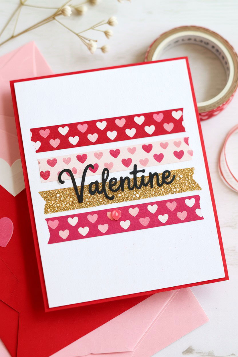 Valentine Card - 25 Valentine's Day Washi Tape Ideas