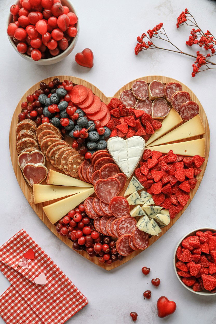 Valentine Charcuterie Board Display - 25 Valentine's Day Party Decoration Ideas