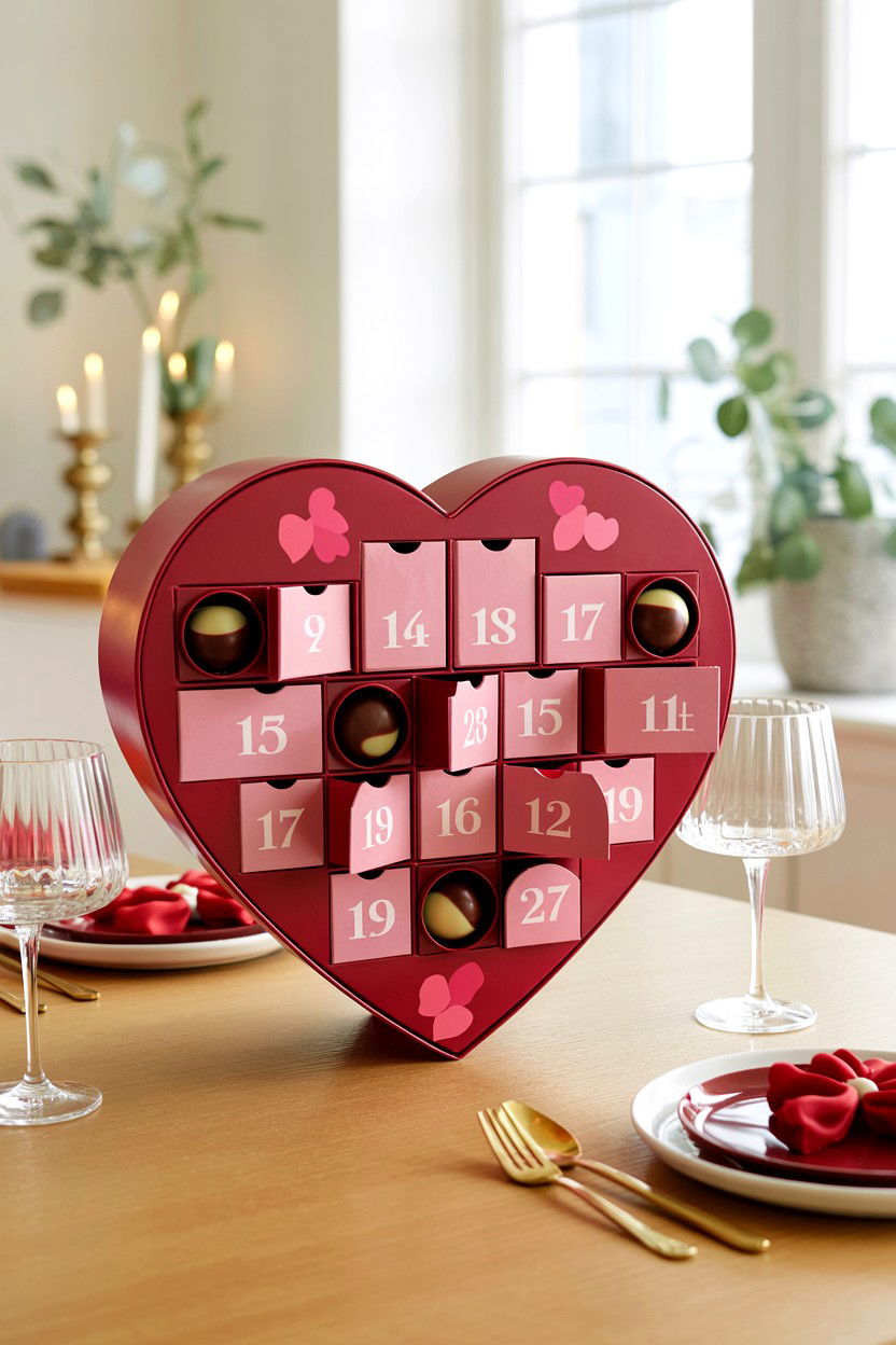 Valentine Chocolate Advent Calendar - 25 Valentine's Day Countdown Surprise Ideas