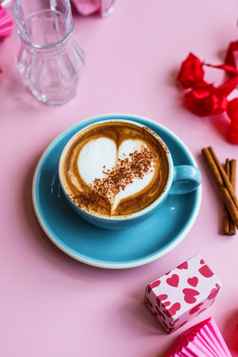 Valentine Coffee Art - 25 Valentine's Day Photo Dump Ideas