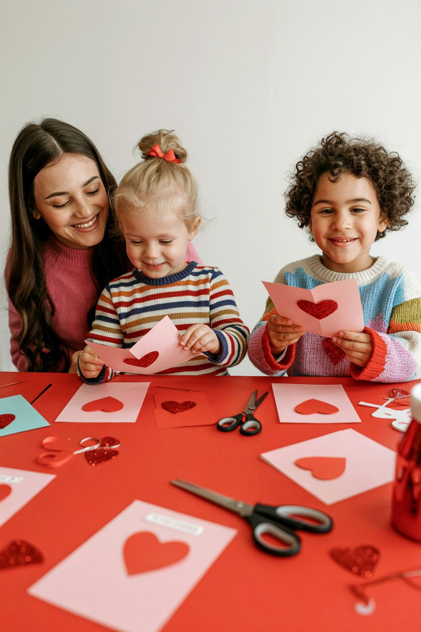 Valentine Craft Table - 25 Valentine's Day Family Photo Ideas