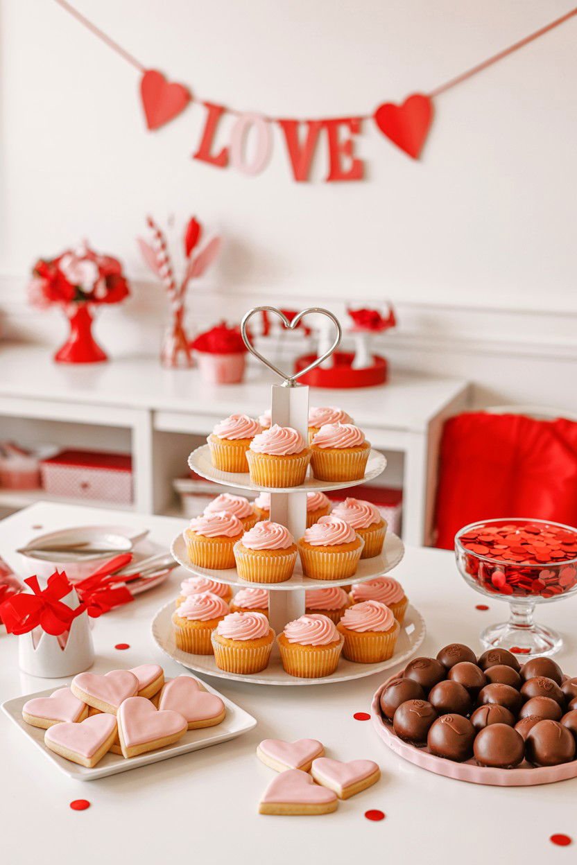 Valentine Dessert Table Setup - 25 Valentine's Day Romantic Surprise Ideas