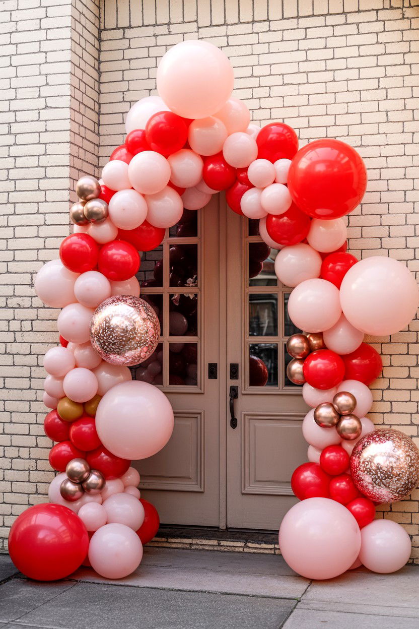 Valentine Door Balloon Garland - 25 Valentine's Day Door Surprise Ideas