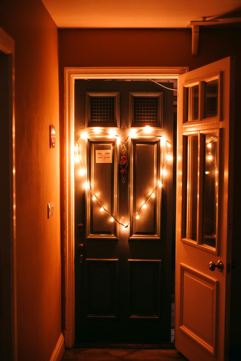 Valentine Door Fairy Lights - 25 Valentine's Day Door Surprise Ideas