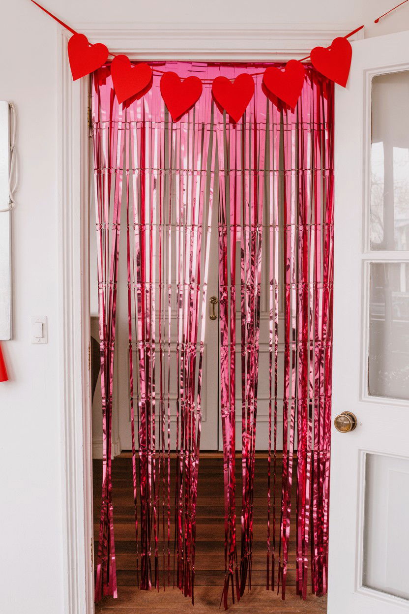 Valentine Door Foil Fringe - 25 Valentine's Day Door Surprise Ideas